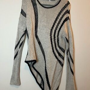 Helmut Lang Black and Cream Asymmetrical Sweater
